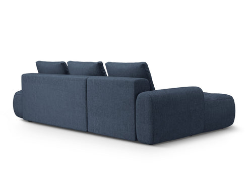 Cosmopolitan Design Uitklapbare hoekbank links met opbergdoos Linz 3-zits, structurele stof donkerblauw - 142x275x84cm