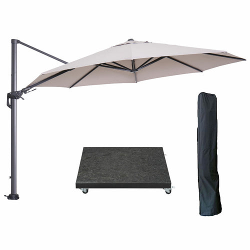 Garden Impressions zweefparasol Hawaii zand 350x350 cm + 90 kg voet en hoes