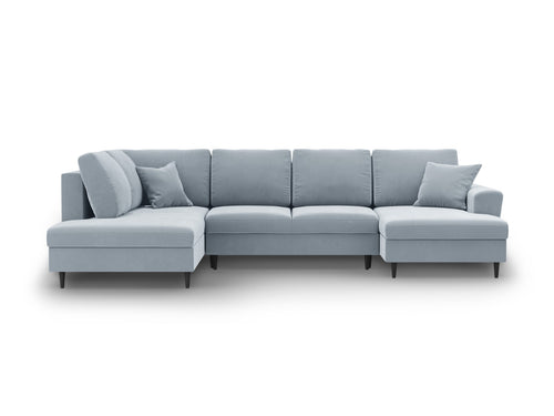 Cosmopolitan Design Links panoramische slaapbank met opbergdoos Kyoto 7-zits, flueel lichtblauw - 194x313x88cm