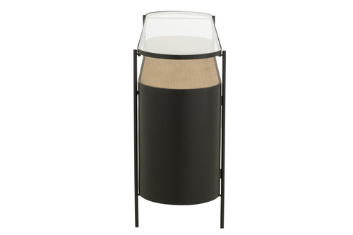 J-Line kast Ovy - ijzer - naturel/zwart