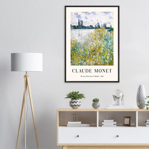 Artfulprints Poster met Lijst Claude Monet - Île aux fleurs near Vétheuil   - 50x70 cm - Groen