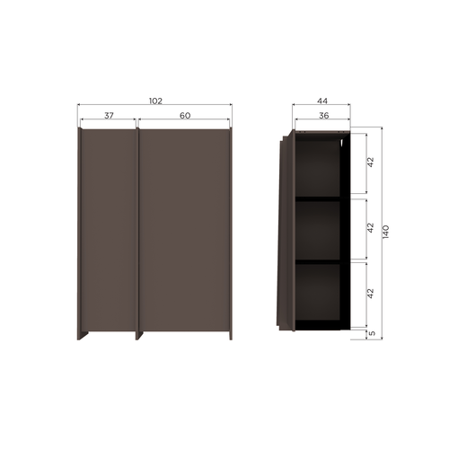 WOOOD 2-deurs kast Brock - Essen Fineer - Middenbruin - 140x102x44
