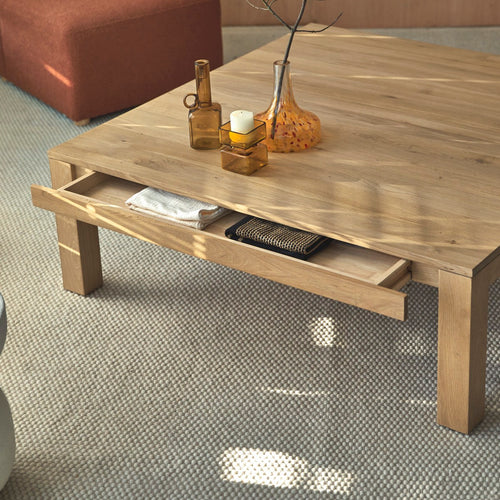 Tikamoon Salontafel van massief eiken met 1 lade - Naturel