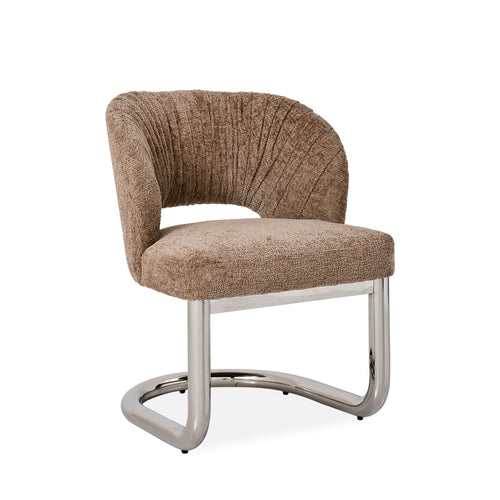 DÉJA Living Eetkamerstoel Dovre - Taupe/Chrome Stof - Set van 2