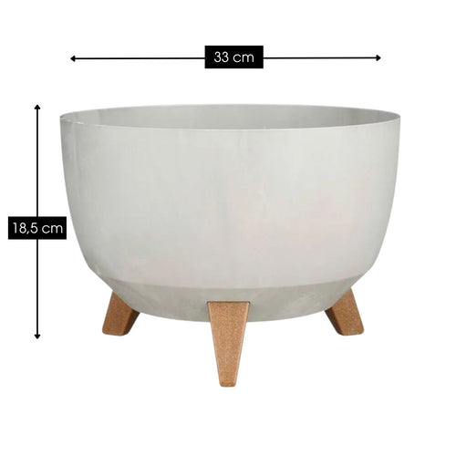 Mica Decorations Doppio Plantenbak op Poten - 18,5 x Ø33 cm - Plantenbakken voor Buiten - Bloembakken voor Balkon - Gerecycled Plastic - Grijs