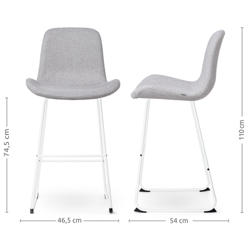 Nolon Nino-Fé Barkrukken Set van 2 - Lichtgrijs - Wit - 75 cm - vtwonen shop