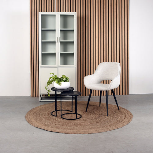 LABEL51 Eetkamerstoel Fer - Crème Bouclé - Zithoogte 48cm - Set van 2 - vtwonen shop