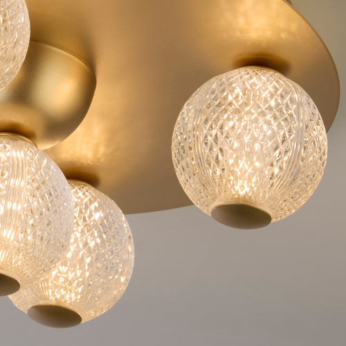 Searchlight Asteroid Led-plafondlamp, goudkleurig metaal met heldere acrylballen