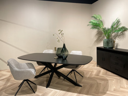 Livingfurn eetkamertafel Jesper Danish Oval - 230cm - mangohout - zwart - vtwonen shop