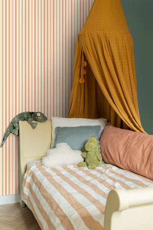 ESTAhome behang strepen roze en groen - 50 x 900 cm - 131606 - vtwonen shop