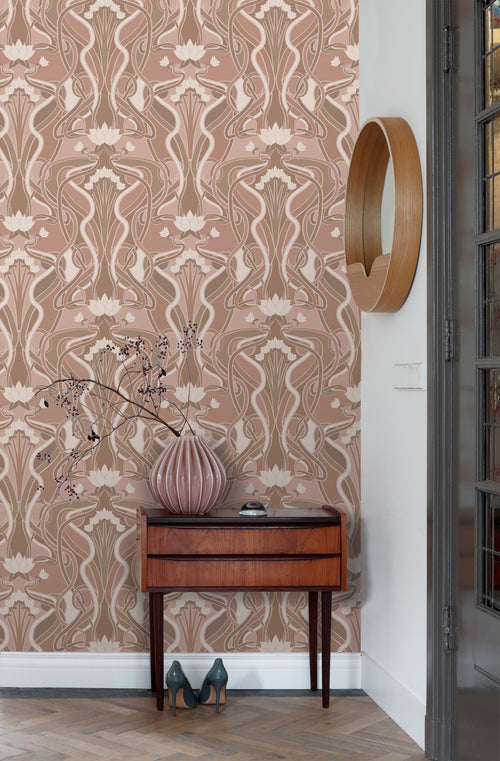 ESTAhome behang vintage bloemen in art nouveau stijl oudroze - 50 x 900 cm - 139895 - vtwonen shop