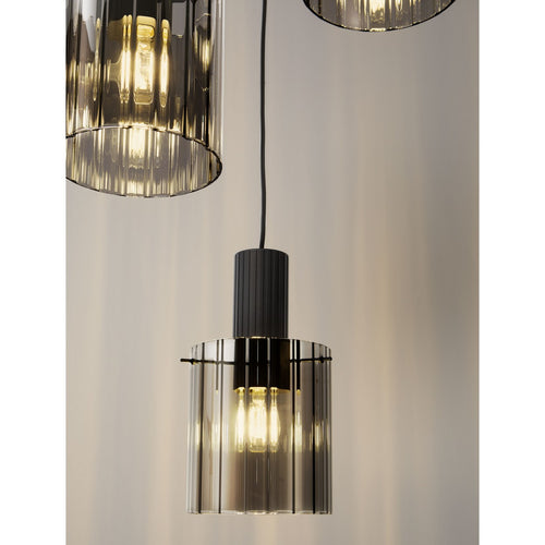 Nova Luce MIRBI Hanglamp met clusterontwerp, rookgrijs, zandkleurig zwart, E27 fitting, 3x12W