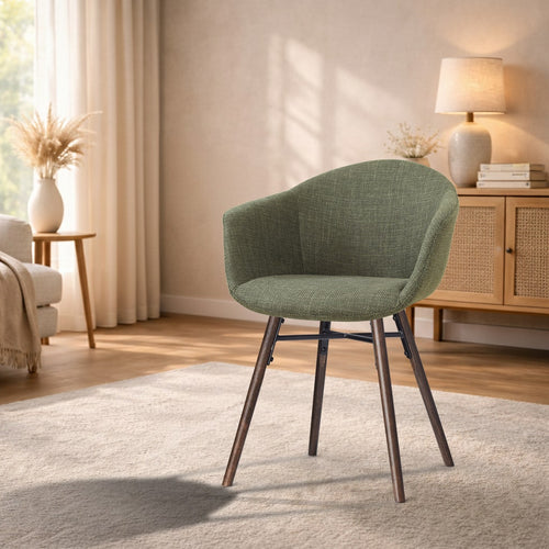 Nolon Nena-Otis Eetkamerstoel Forestgroen - Walnoot Houten Onderstel