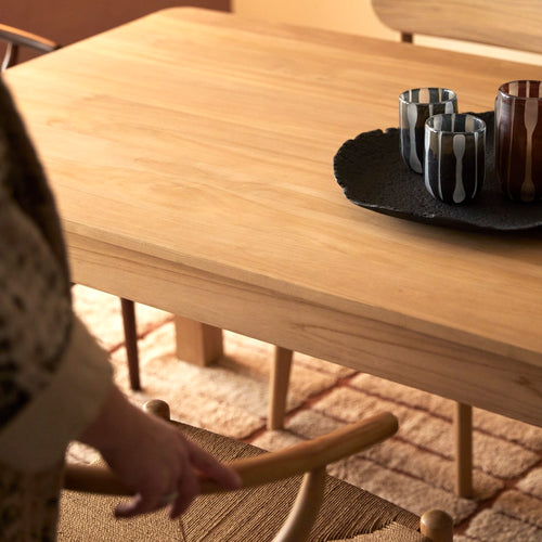 Tikamoon Uitschuifbare massief teakhouten tafel voor 8-10 personen. - Naturel