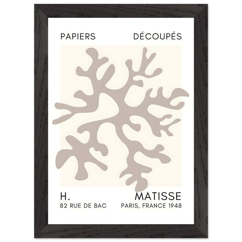 Artfulprints Poster met Lijst Matisse – Dreamy coral flower grey   - A4 21x29.7 cm - Grijs