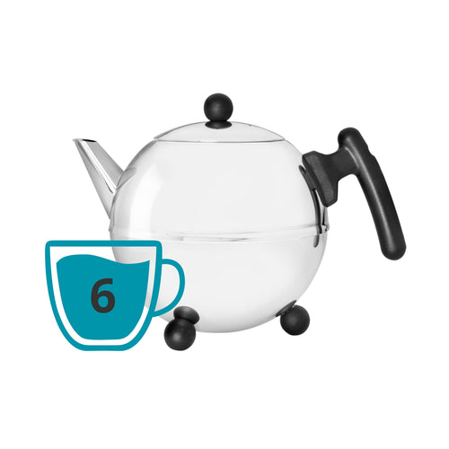 Bredemeijer - Duet® Bella Ronde – Dubbelwandige Theepot – 1,2 liter - RVS - Lichtblauw - vtwonen shop