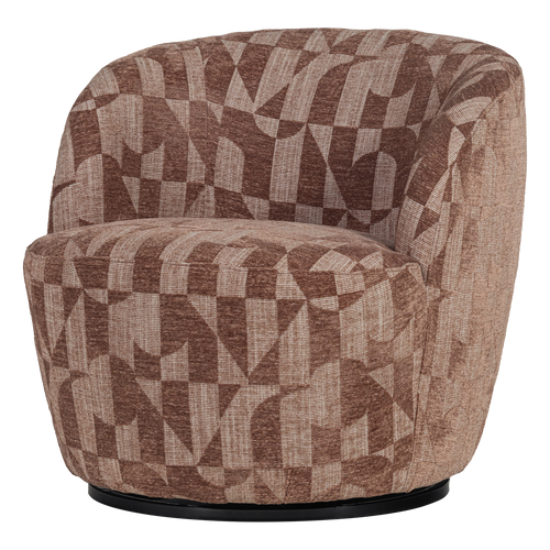 WOOOD draaifauteuil Serra - Grafisch Patroon - Oudroze - 68x70x77