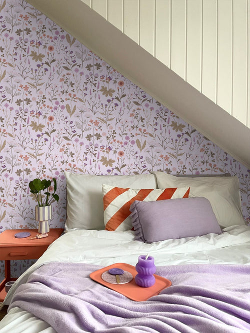 ESTAhome behang veldbloemen lila paars - 53 cm x 10.05 m - 139756