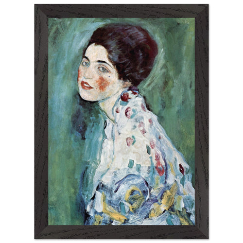 Artfulprints Poster met Lijst Gustav Klimt - Portrait of a lady   - A4 21x29.7 cm - Donkergroen