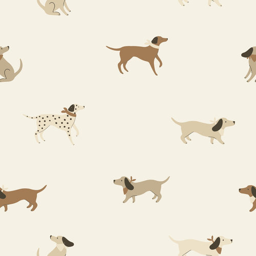 ESTAhome behang honden wit en beige - 50 x 900 cm - 131378