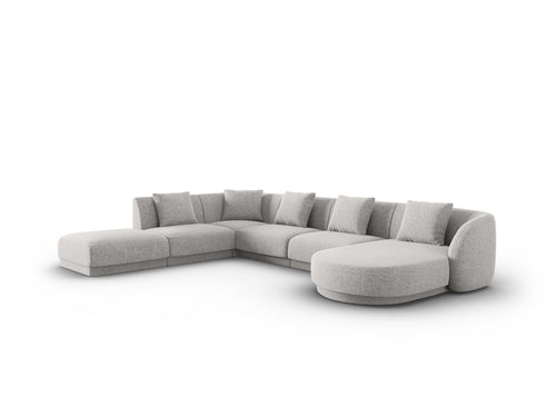 Cosmopolitan Design Panoramische hoekbank links Tulum 6-zits, chenille, lichtgrijs - 255x330x70cm