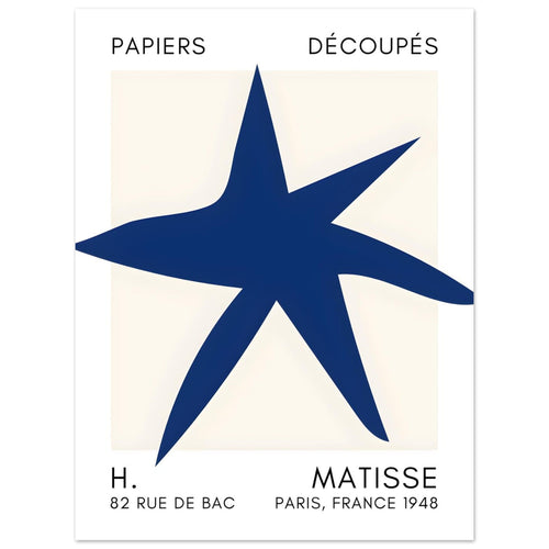 Artfulprints  Matisse – Star of the sea navy blue II   poster 30x40 cm - vtwonen shop