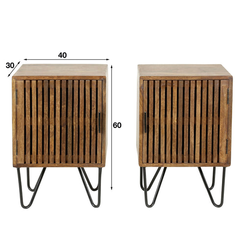 Giga Meubel Nachtkastje Tweak - Naturel Hout - Set van 2 - 40x30x60cm - vtwonen shop