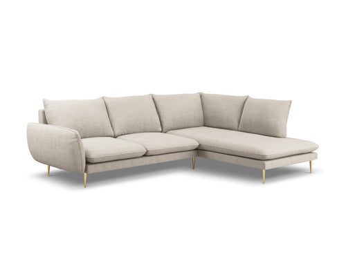 Cosmopolitan Design rechter hoekbank Vienna 6-zits, structurele stof, lichtbeige - 185x275x95cm
