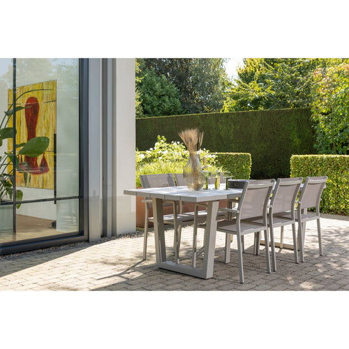WOOOD tuintafel Bear & tuinstoelen Fowl - Aluminium - Zand - 75x240x87