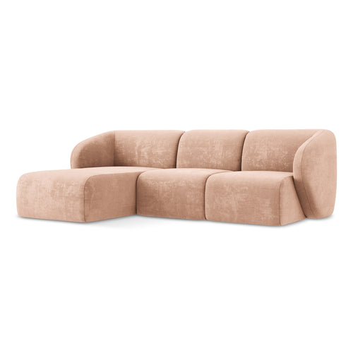 LaMiaSofa hoekbank links Cervo - chenille stof - perzik - 248x166x90