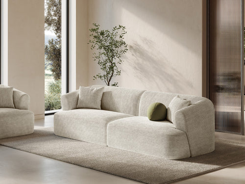 Cosmopolitan Design Modulaire bank Campi 4-zits, ribfluwelen ivoor - 90x255x70cm
