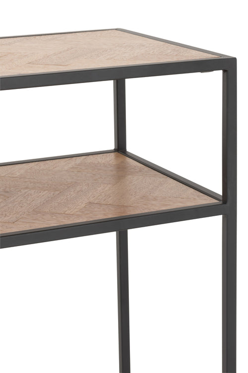 J-Line console Zigzag - hout/metaal - naturel/zwart