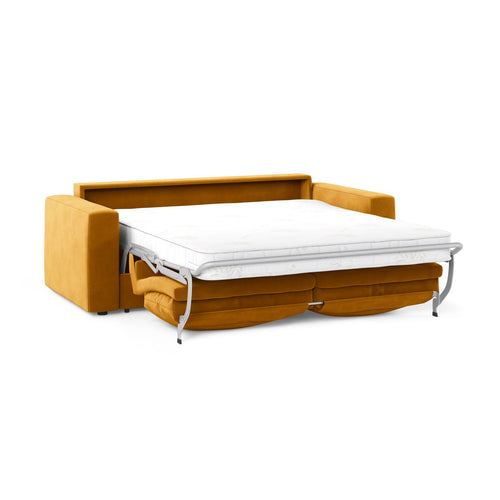 Cosmopolitan Design - Converteerbare bank Grena 3-zits, flueel geel - 100x205x90cm