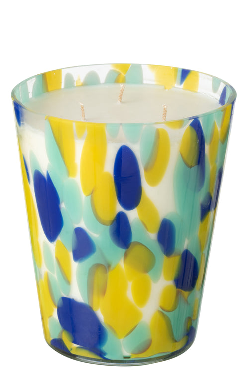 J-Line geurkaars Noa Strepen - blauw/geel - large - 95U - vtwonen shop