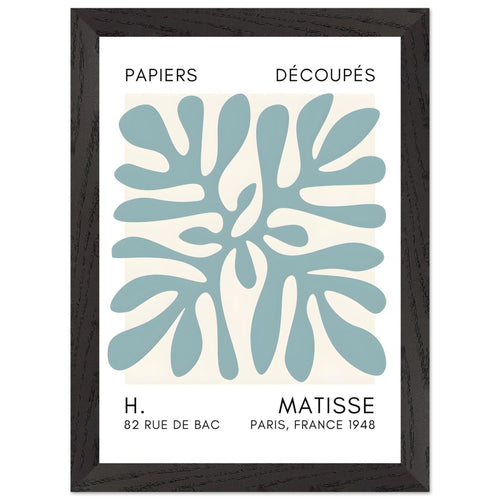 Artfulprints Poster met Lijst Matisse - Deep ocean turquoise   - A4 21x29.7 cm - Turquoise
