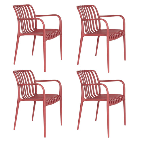 Housecraft Living Amae Tuinstoel Armleuning Kunststof Rood - Set van 4