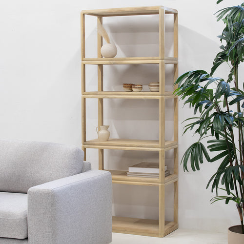 Giga Meubel Boekenkast Noëlle - Mangohout - Naturel - 80x40x200cm