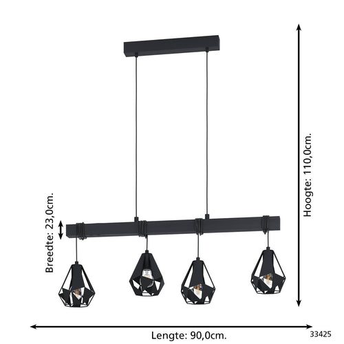 EGLO hanglamp Townshend 7 - e27 - zwart - vtwonen shop