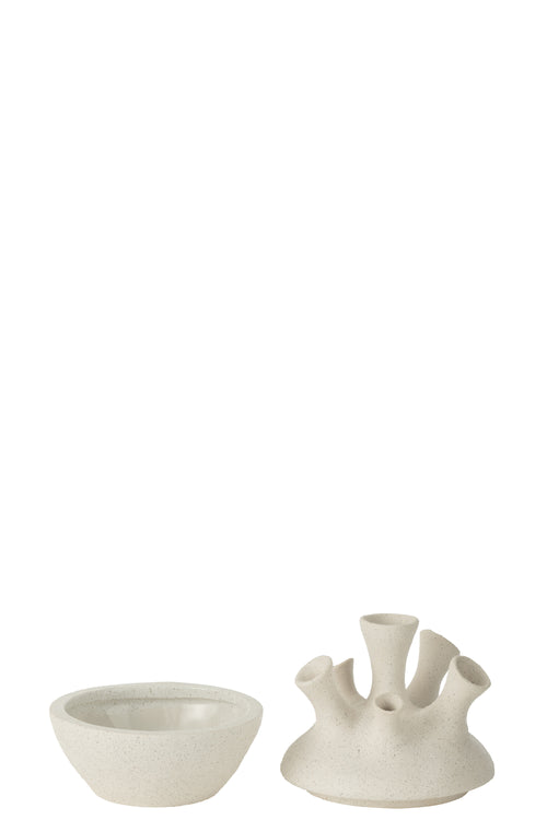 J-Line vaas Koraal - keramiek - wit - small - Ø 17 cm - vtwonen shop