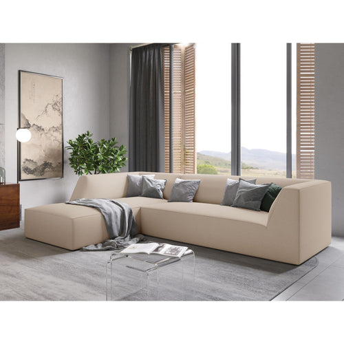 Cosmopolitan Design - Modulaire hoekbank links Siena 4-zits, structurele stof beige - 180x273x69cm