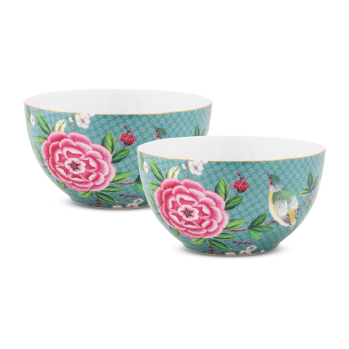 Pip Studio Blushing Birds Kommen - Servies - Set van 2 schaaltjes - Blauw - 15cm - vtwonen shop