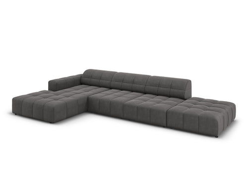 Cosmopolitan Design linker hoekbank Chicago 5-zits, flueel grijs - 167x348x78cm