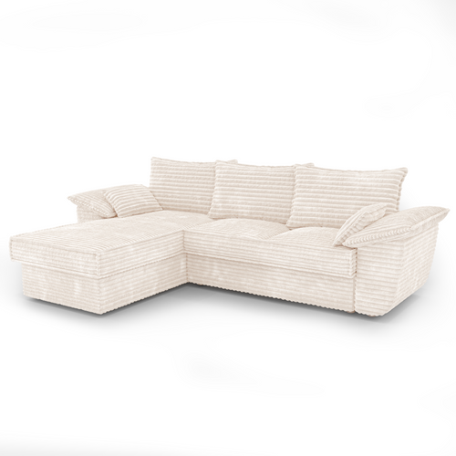 Sia Home - Hoekbanken links SASHA - XXL ribfluweel - Crème - 257cm - vtwonen shop