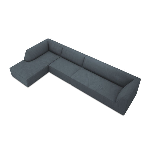 Cosmopolitan Design - Modulaire hoekbank links Siena 5-zits, ribfluwelen blauw - 180x366x69cm