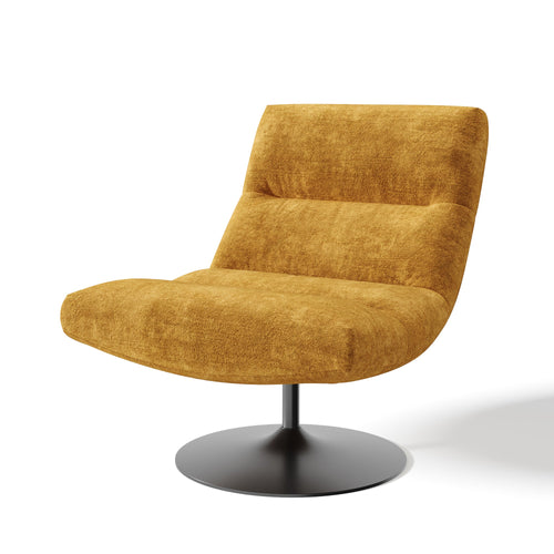Premium Interiors - Draaistoel ROMA - velours met structuur mosterd 77cm
