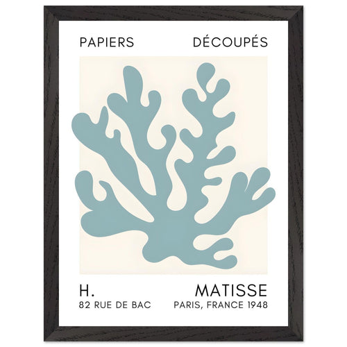 Artfulprints Poster met Lijst Matisse – Saltflower shapes turquoise   - 30x40 cm - Turquoise