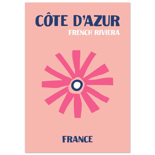 Artfulprints Poster met Lijst Frankrijk - Cote d'Azur   - 30x40 cm - Roze