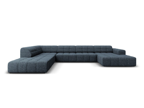 Cosmopolitan Design Panoramische hoekbank links Chicago 7-zits, chenille koningsblauw - 263x375x78cm