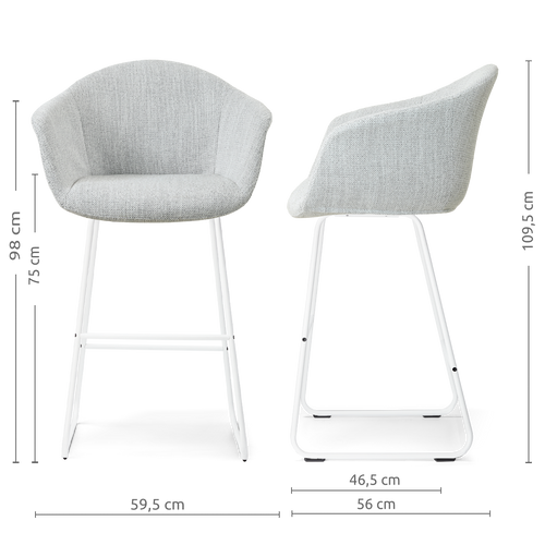 Nolon Nino-Otis barkruk grijs melange - wit onderstel - 75 cm - vtwonen shop