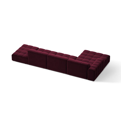 Cosmopolitan Design - Linker hoekbank Chicago 5-zits, flueel bordeaux - 167x348x78cm
